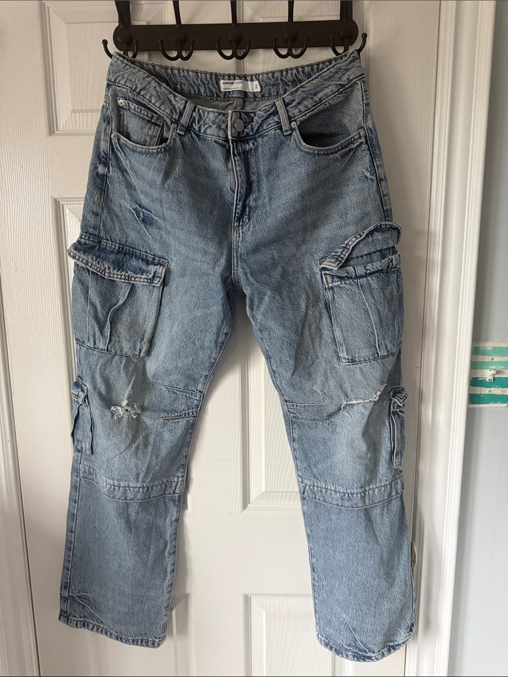 Garage Light Blue Relaxed Cargo Jeans